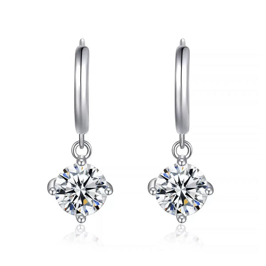Moissanite 4-prong ear hoops