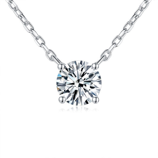Moissanite 4-prong Round Necklace