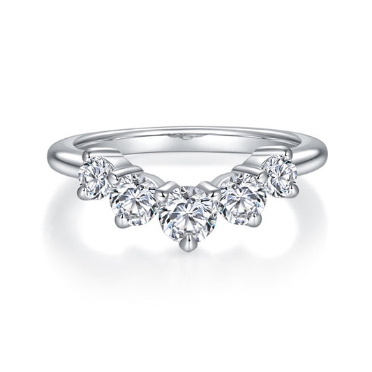 Moissanite stackable v band ring