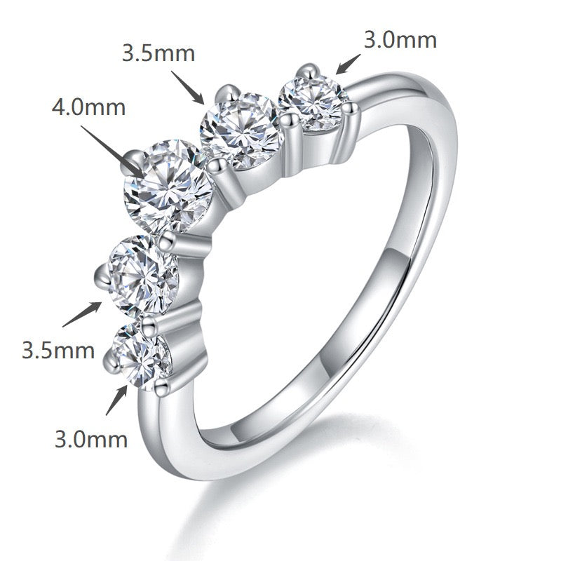 Moissanite stackable v band ring