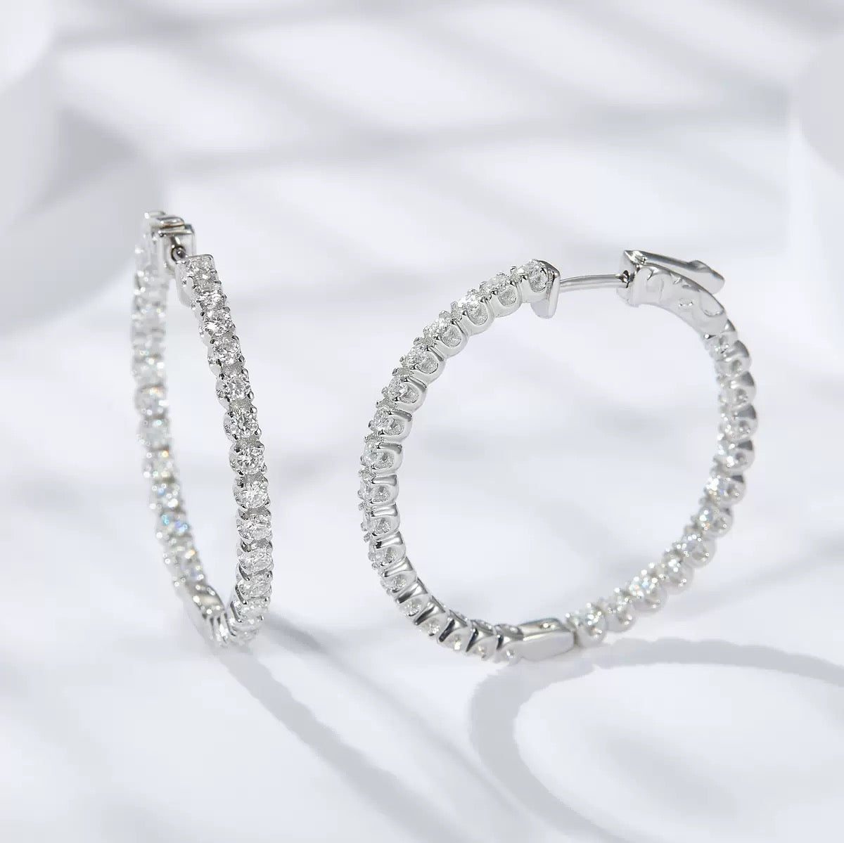 Moissanite large ear hoops
